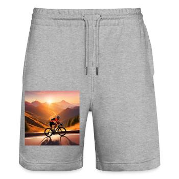Sunlit Summit Sprint - Stanley/Stella Trainer Unisex Organic Jogging Shorts - heather grey - Front - Nik (191cm) & Marisol (170cm)