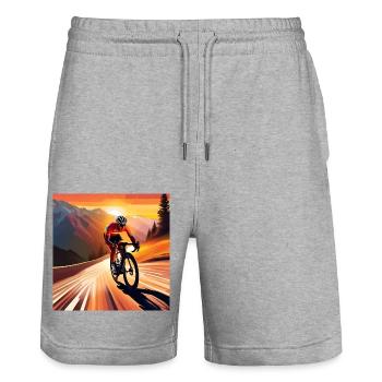 Pedal to the Summit - Stanley/Stella Trainer Unisex Organic Jogging Shorts - heather grey - Front - Nik (191cm) & Marisol (170cm)