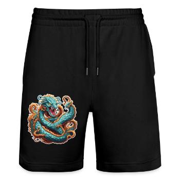 Hydre / Mythologie grecque / Serpent - Short de jogging bio TRAINER Stanley/Stella unisexe - noir - Devant - Nik (191cm) & Marisol (170cm)