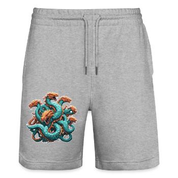 Hydra / Greek Mythology / Serpent - Stanley/Stella Trainer Unisex Organic Jogging Shorts - heather grey - Front - Nik (191cm) & Marisol (170cm)