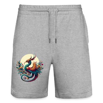 Eleganter Simurgh - Stanley/Stella Unisex Bio Joggingshorts Trainer  - Grau meliert - Vorne - Nik (191cm) & Marisol (170cm)