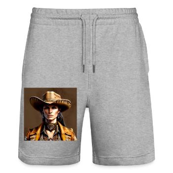A new Sheriff's in town - Stanley/Stella Trainer Unisex Organic Jogging Shorts - heather grey - Front - Nik (191cm) & Marisol (170cm)