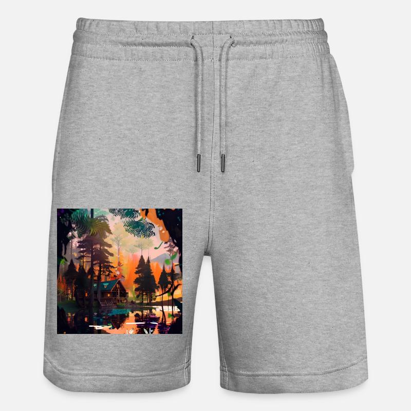 Häuschen im Wald - Stanley/Stella Unisex Bio Joggingshorts Trainer - Grau meliert
