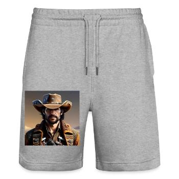 Cowboy - Stanley/Stella Trainer Unisex Organic Jogging Shorts - heather grey - Front - Nik (191cm) & Marisol (170cm)