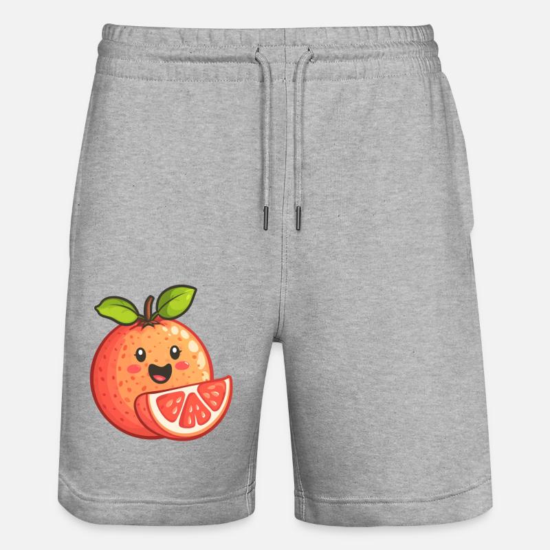 Grapefruit - Stanley/Stella Trainer Unisex Organic Jogging Shorts - heather grey