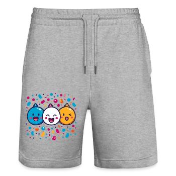 Carnival joy with confetti - Stanley/Stella Trainer Unisex Organic Jogging Shorts - heather grey - Front - Nik (191cm) & Marisol (170cm)