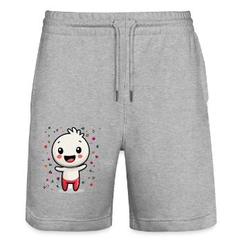 Carnival joy with confetti - Stanley/Stella Trainer Unisex Organic Jogging Shorts - heather grey - Front - Nik (191cm) & Marisol (170cm)
