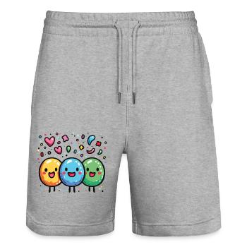 Carnival joy with confetti - Stanley/Stella Trainer Unisex Organic Jogging Shorts - heather grey - Front - Nik (191cm) & Marisol (170cm)