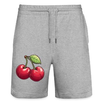 Cerise - Short de jogging bio TRAINER Stanley/Stella unisexe - gris chiné - Devant - Nik (191cm) & Marisol (170cm)