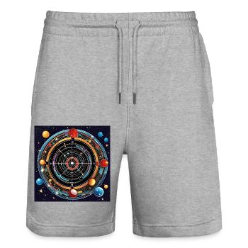 Planetary Precision - Galaxy Dartboard - Stanley/Stella Trainer Unisex Organic Jogging Shorts - heather grey - Front - Nik (191cm) & Marisol (170cm)