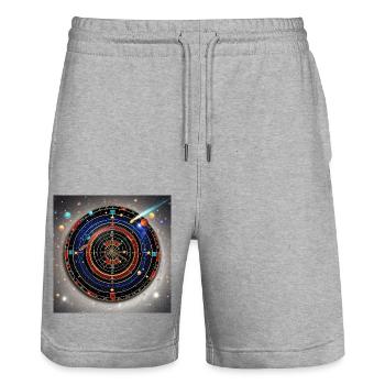 Stardust Darts - Stanley/Stella Trainer Unisex Organic Jogging Shorts - heather grey - Front - Nik (191cm) & Marisol (170cm)