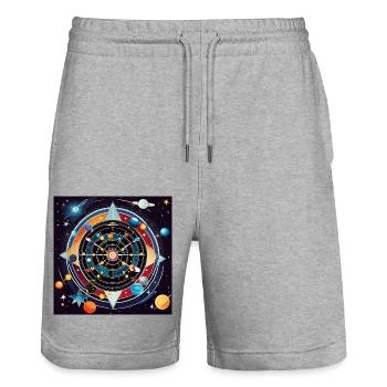 Infinity Bullseye - Stanley/Stella Unisex Bio Joggingshorts Trainer  - Grau meliert - Vorne - Nik (191cm) & Marisol (170cm)