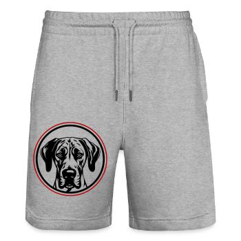 Great Dane Dog Head - Stanley/Stella Trainer Unisex Organic Jogging Shorts - heather grey - Front - Nik (191cm) & Marisol (170cm)