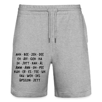 LUSTIGES ALPHABET DEUTSCH LAUTSCHRIFT KIND SCHULE - Stanley/Stella Unisex Bio Joggingshorts Trainer  - Grau meliert - Vorne - Nik (191cm) & Marisol (170cm)