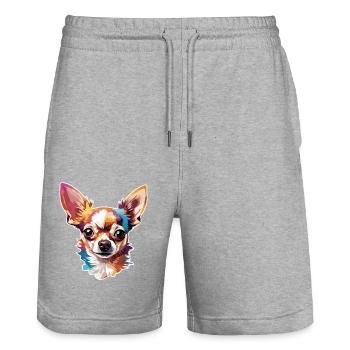 Chihuahua / small dog / animal / tiny / breed - Stanley/Stella Trainer Unisex Organic Jogging Shorts - heather grey - Front - Nik (191cm) & Marisol (170cm)