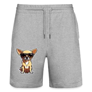 Chihuahua / kleiner Hund / Tier / winzig / Rasse - Stanley/Stella Unisex Bio Joggingshorts Trainer  - Grau meliert - Vorne - Nik (191cm) & Marisol (170cm)