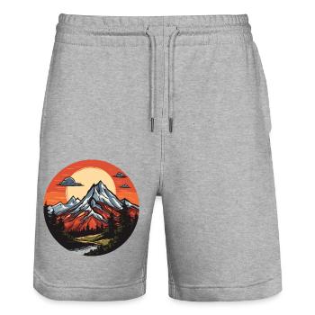 Montagnes, Paysage, Nature, Cercle - Short de jogging bio TRAINER Stanley/Stella unisexe - gris chiné - Devant - Nik (191cm) & Marisol (170cm)