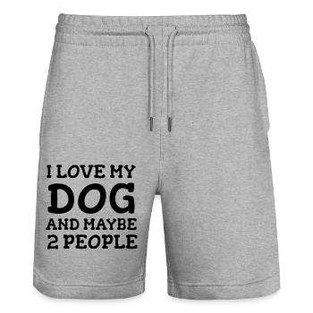 I love my dog and maybe 2 people - Stanley/Stella Trainer Unisex Organic Jogging Shorts - heather grey - Front - Nik (191cm) & Marisol (170cm)