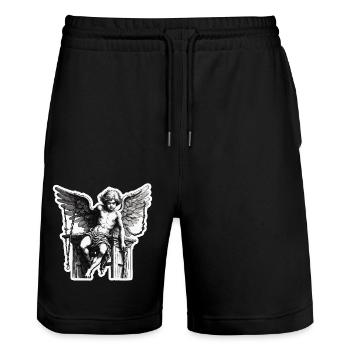 Cupidon / Amour / Flèche / Coeur / Saint Valentin - Short de jogging bio TRAINER Stanley/Stella unisexe - noir - Devant - Nik (191cm) & Marisol (170cm)