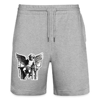 Cupidon / Amour / Flèche / Coeur / Saint Valentin - Short de jogging bio TRAINER Stanley/Stella unisexe - gris chiné - Devant - Nik (191cm) & Marisol (170cm)