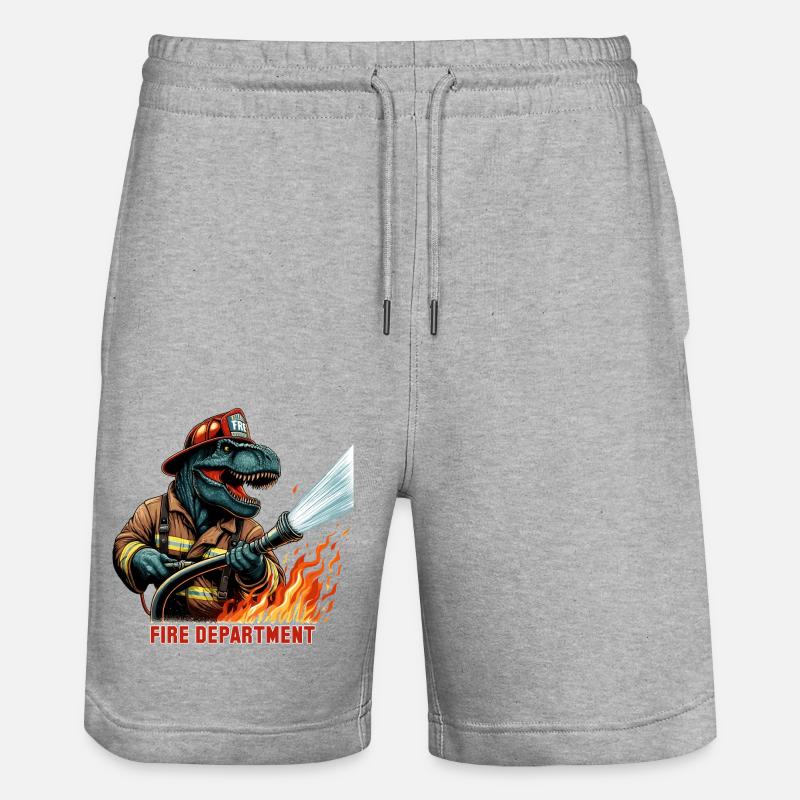 Fire Brigade T-Rex Gift - Stanley/Stella Trainer Unisex Organic Jogging Shorts - heather grey