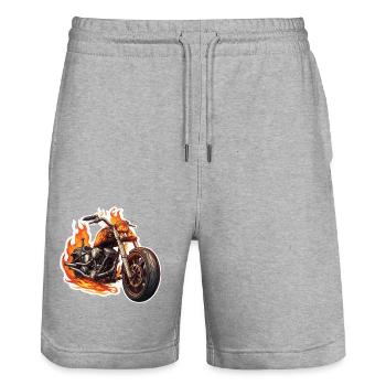 Biker / Motorcycle Rider / Biker / Two-Wheeler / Cross - Stanley/Stella Trainer Unisex Organic Jogging Shorts - heather grey - Front - Nik (191cm) & Marisol (170cm)