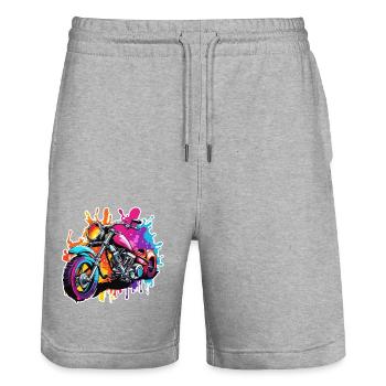 Motard / Motard / Motard / Deux-roues / Cross - Short de jogging bio TRAINER Stanley/Stella unisexe - gris chiné - Devant - Nik (191cm) & Marisol (170cm)