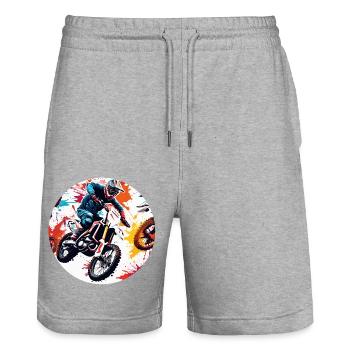 Biker / Motorcycle Rider / Biker / Two-Wheeler / Cross - Stanley/Stella Trainer Unisex Organic Jogging Shorts - heather grey - Front - Nik (191cm) & Marisol (170cm)