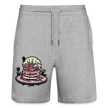 Geburtstagstorte / Kuchen / Happy Birthday / Torte - Stanley/Stella Unisex Bio Joggingshorts Trainer  - Grau meliert - Vorne - Nik (191cm) & Marisol (170cm)