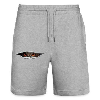 Owl Eyes That Peek From A Hole - Stanley/Stella Trainer Unisex Organic Jogging Shorts - heather grey - Front - Nik (191cm) & Marisol (170cm)