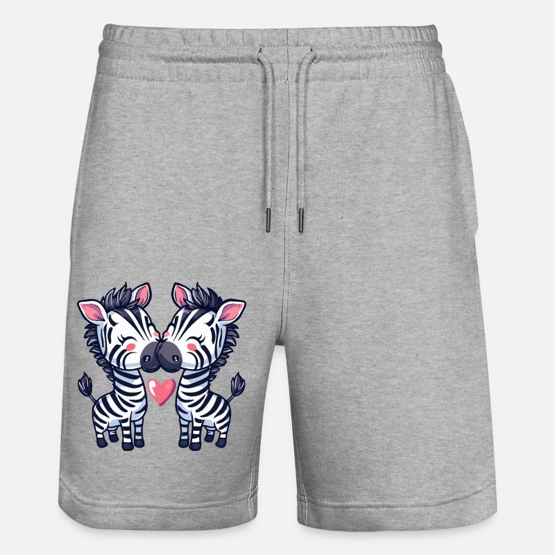 Zebra Comic Paar Liebe - Stanley/Stella Unisex Bio Joggingshorts Trainer  - Grau meliert