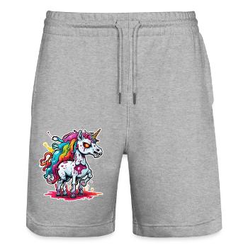Unicorn / mythical creatures / fairy tales / magic / glitter - Stanley/Stella Trainer Unisex Organic Jogging Shorts - heather grey - Front - Nik (191cm) & Marisol (170cm)