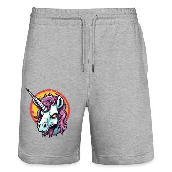 Unicorn / mythical creatures / fairy tales / magic / glitter - Stanley/Stella Trainer Unisex Organic Jogging Shorts - heather grey - Front - Nik (191cm) & Marisol (170cm)