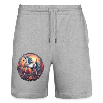 Unicorn / mythical creatures / fairy tales / magic / glitter - Stanley/Stella Trainer Unisex Organic Jogging Shorts - heather grey - Front - Nik (191cm) & Marisol (170cm)