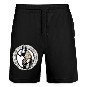 Egypt / Pharaoh / Mummies / Hieroglyphics / Sphinx - Stanley/Stella Trainer Unisex Organic Jogging Shorts - black - Front - Nik (191cm) & Marisol (170cm)