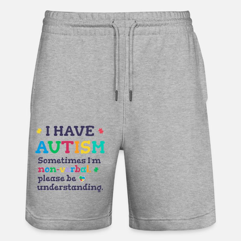 Autisme non verbal - Short de jogging bio TRAINER Stanley/Stella unisexe - gris chiné