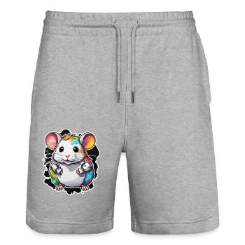 Robot Animal / AI / Mechanized Animals / Comic - Stanley/Stella Trainer Unisex Organic Jogging Shorts - heather grey - Front - Nik (191cm) & Marisol (170cm)