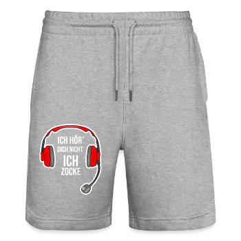 Gaming - I don't hear you, I gamble - Stanley/Stella Trainer Unisex Organic Jogging Shorts - heather grey - Front - Nik (191cm) & Marisol (170cm)