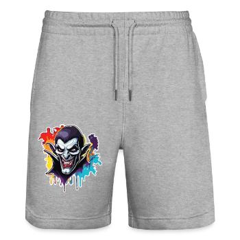 Vampir / Dracula / Blutsauger / Halloween / Mythos - Stanley/Stella Unisex Bio Joggingshorts Trainer  - Grau meliert - Vorne - Nik (191cm) & Marisol (170cm)