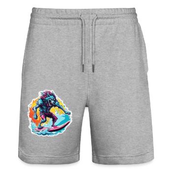Werewolf / Full Moon / Creature / Transformation / Curse - Stanley/Stella Trainer Unisex Organic Jogging Shorts - heather grey - Front - Nik (191cm) & Marisol (170cm)