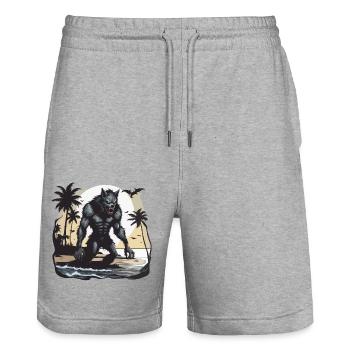 Werewolf / Full Moon / Creature / Transformation / Curse - Stanley/Stella Trainer Unisex Organic Jogging Shorts - heather grey - Front - Nik (191cm) & Marisol (170cm)