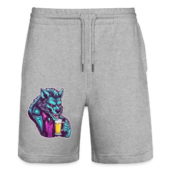 Werewolf / Full Moon / Creature / Transformation / Curse - Stanley/Stella Trainer Unisex Organic Jogging Shorts - heather grey - Front - Nik (191cm) & Marisol (170cm)