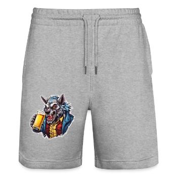 Werewolf / Full Moon / Creature / Transformation / Curse - Stanley/Stella Trainer Unisex Organic Jogging Shorts - heather grey - Front - Nik (191cm) & Marisol (170cm)