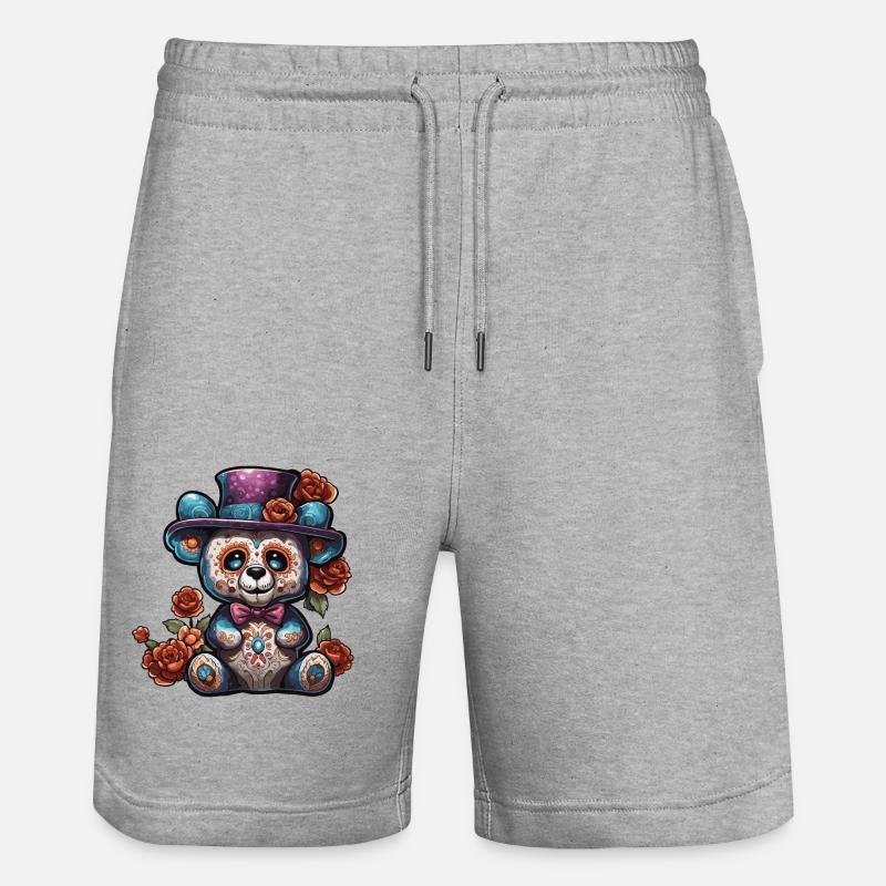 Teddybär / Kuscheltier / Stofftier / Geschenkidee - Stanley/Stella Unisex Bio Joggingshorts Trainer  - Grau meliert
