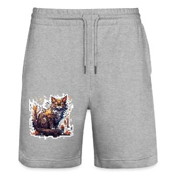 Katze / Tier / Haustier / Miez / Miau / Fell - Stanley/Stella Unisex Bio Joggingshorts Trainer  - Grau meliert - Vorne - Nik (191cm) & Marisol (170cm)