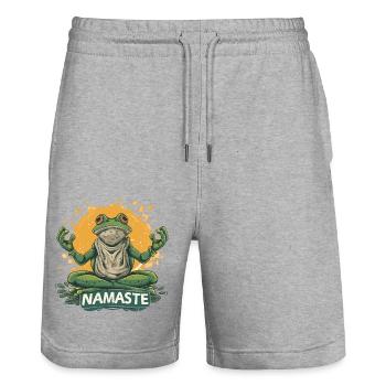 Yoga Frosch Entspannung Chillen Meditation - Stanley/Stella Unisex Bio Joggingshorts Trainer  - Grau meliert - Vorne - Nik (191cm) & Marisol (170cm)