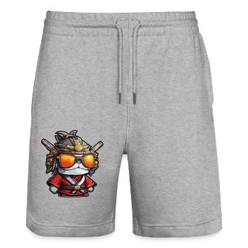 Samurai / Japanisch / Harakiri / Katana / Mann - Stanley/Stella Unisex Bio Joggingshorts Trainer  - Grau meliert - Vorne - Nik (191cm) & Marisol (170cm)