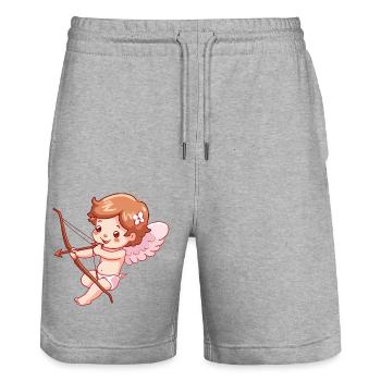 Ange de la Saint-Valentin en amour Cupidon - Short de jogging bio TRAINER Stanley/Stella unisexe - gris chiné - Devant - Nik (191cm) & Marisol (170cm)