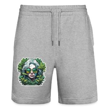 Woman / Pretty / Portrait / Colorful Hair / Model - Stanley/Stella Trainer Unisex Organic Jogging Shorts - heather grey - Front - Nik (191cm) & Marisol (170cm)