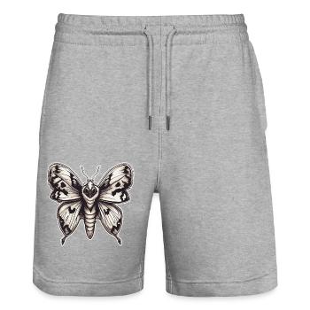 Papillon de nuit / animal / insecte / larve / ravageur - Short de jogging bio TRAINER Stanley/Stella unisexe - gris chiné - Devant - Nik (191cm) & Marisol (170cm)